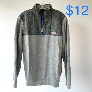 Vineyard Vines, 3 quarter zip pull-over, gray with quilted top